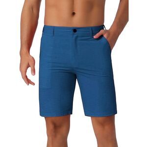 Summer Beachwear Casual Lightweight Flat Front Board Shorts Blue